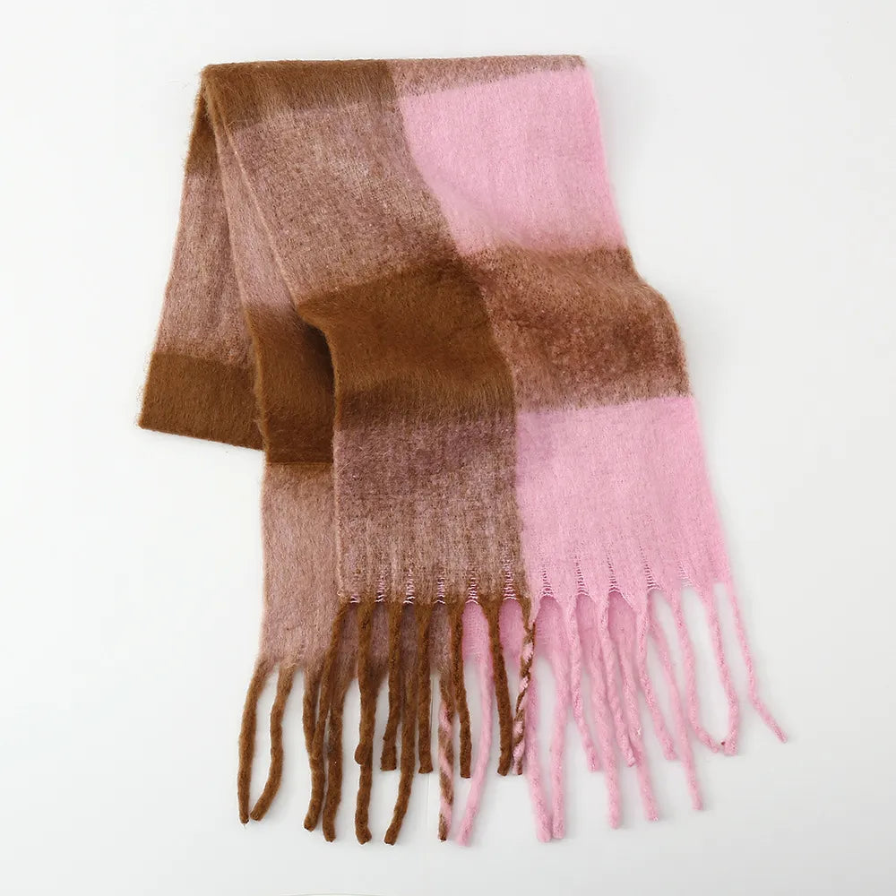 ribbed texture scarf looped with jacket
