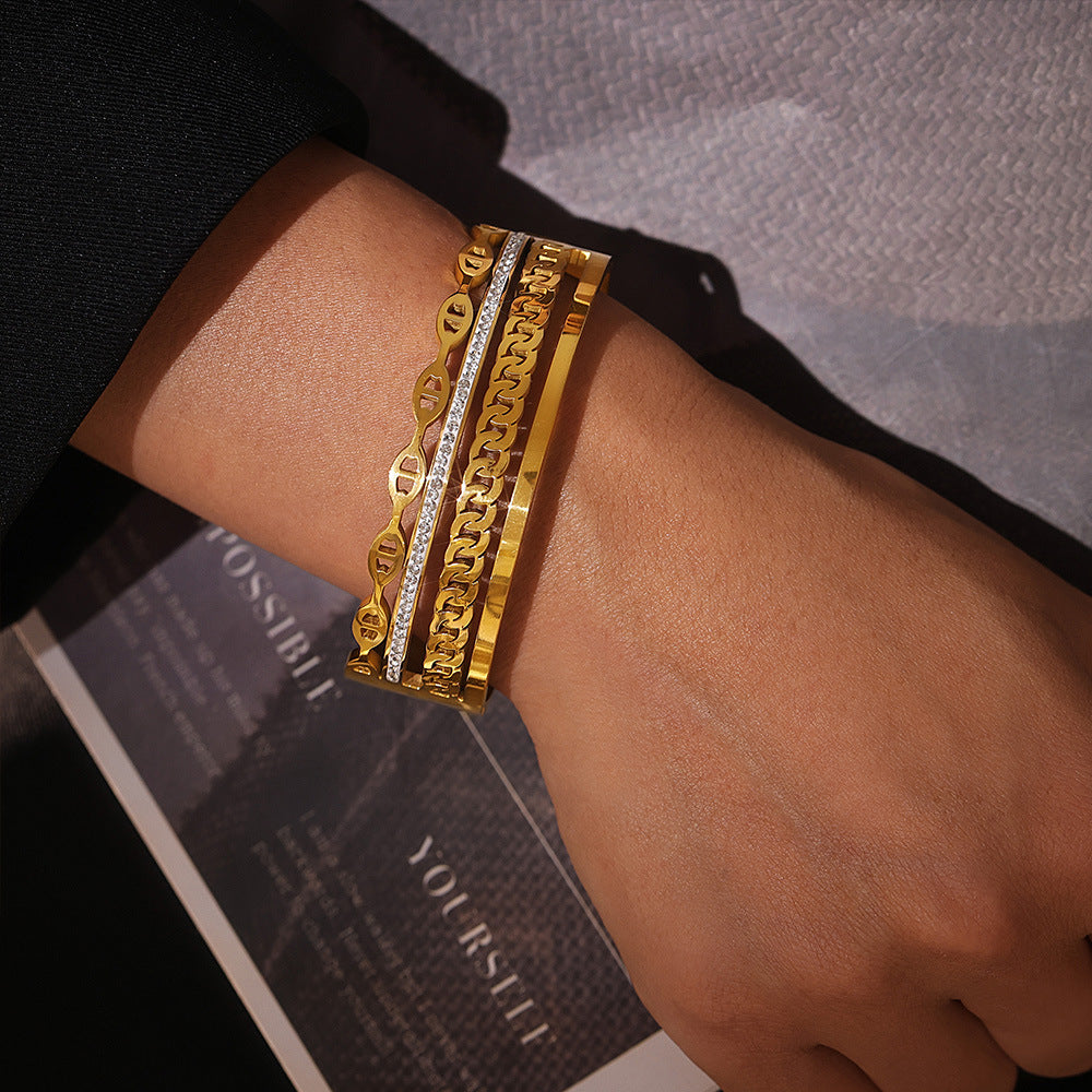 18k gold-plated czech diamond bracelet — ring view