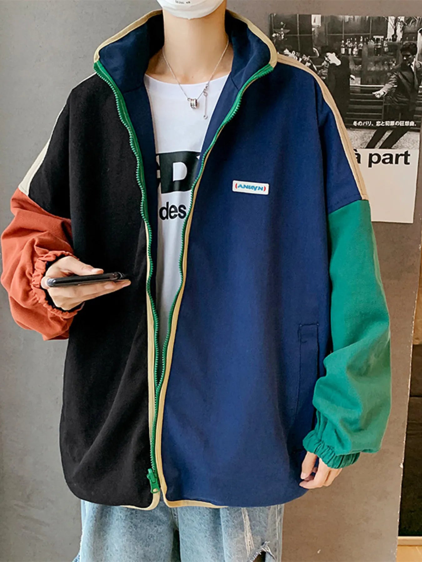 Men's Color Block Zip Up Jacket