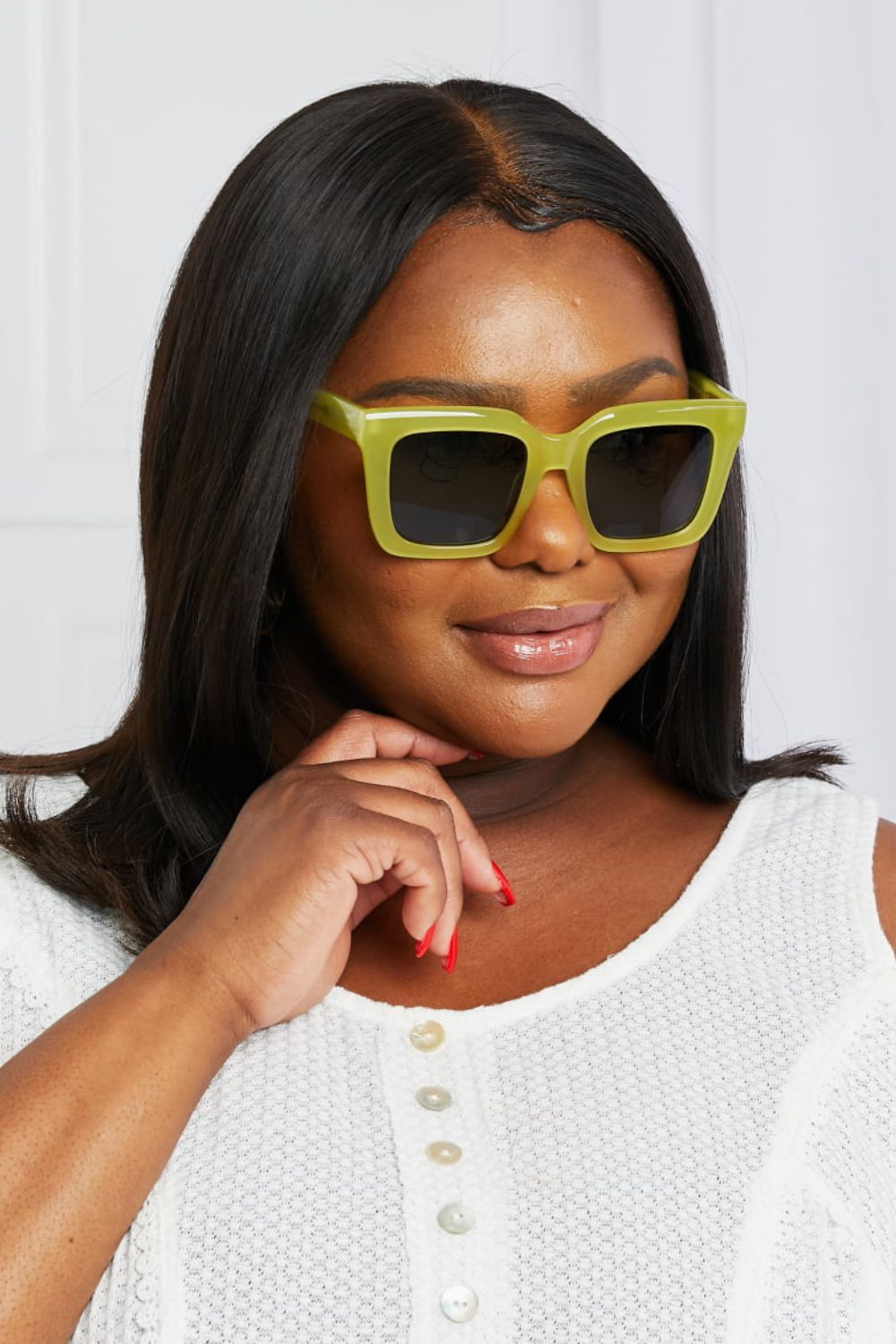 square tac polarization lens sunglasses styled as apparel