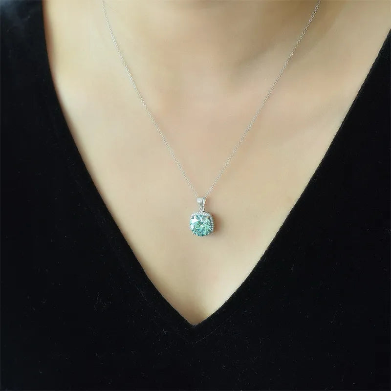 5 carat moissanite 925 sterling silver pendant necklace styled as a women’s apparel