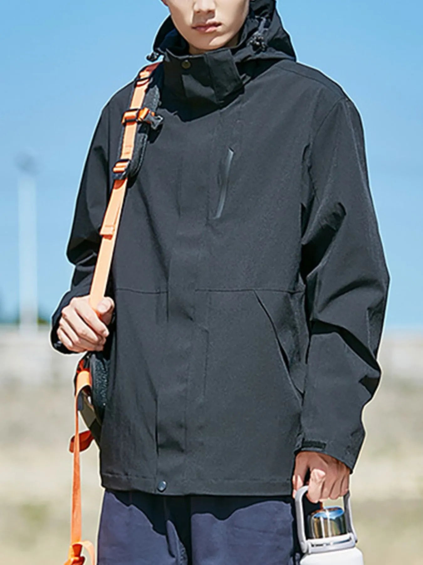 men’s colorblock zip-up outerwear with hooded design