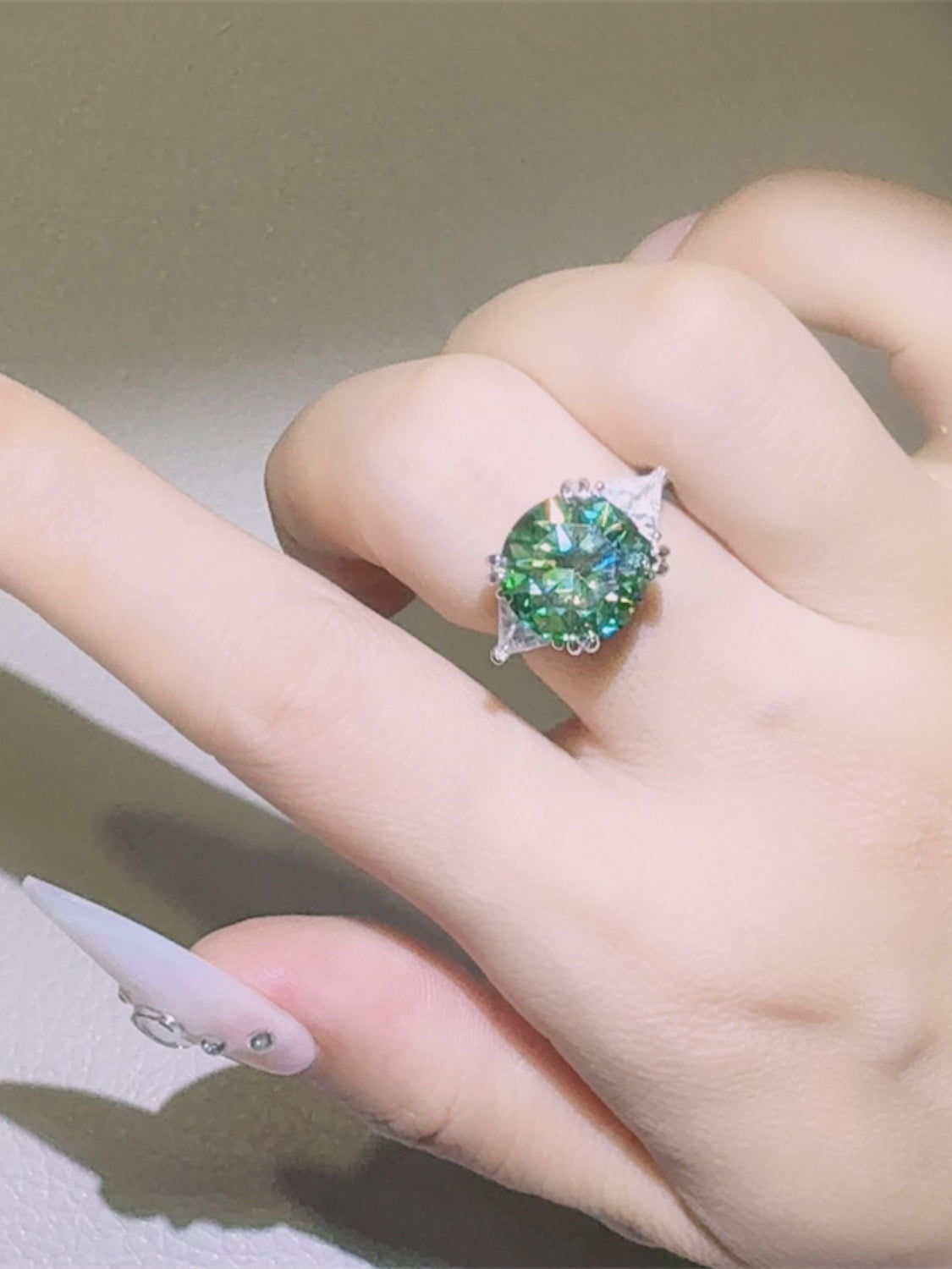 5 Carat Moissanite 925 Sterling Silver Ring Turquoise