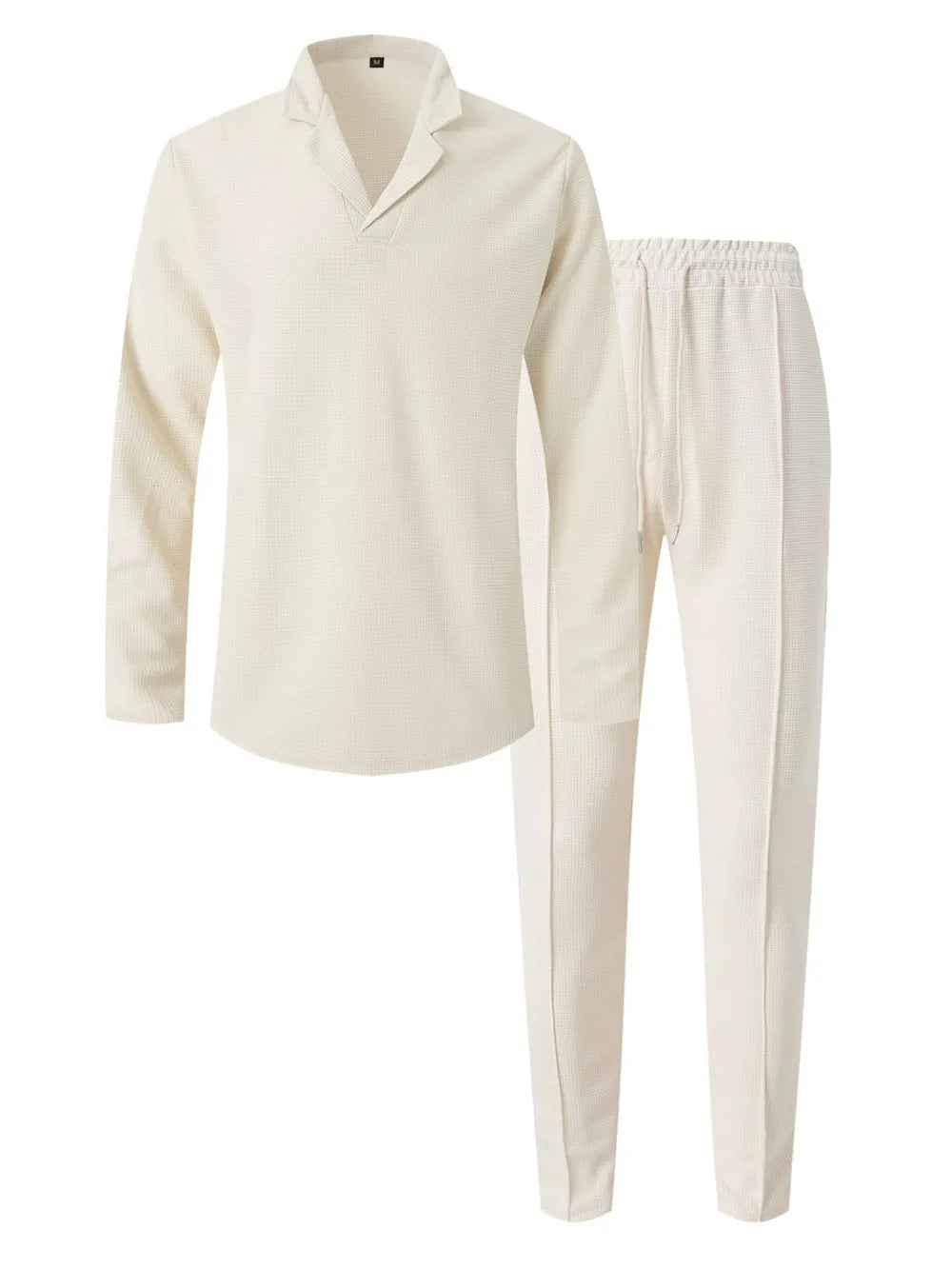 men’s outfit set – men's full size waffle-knit long sleeve top and pants set plus size