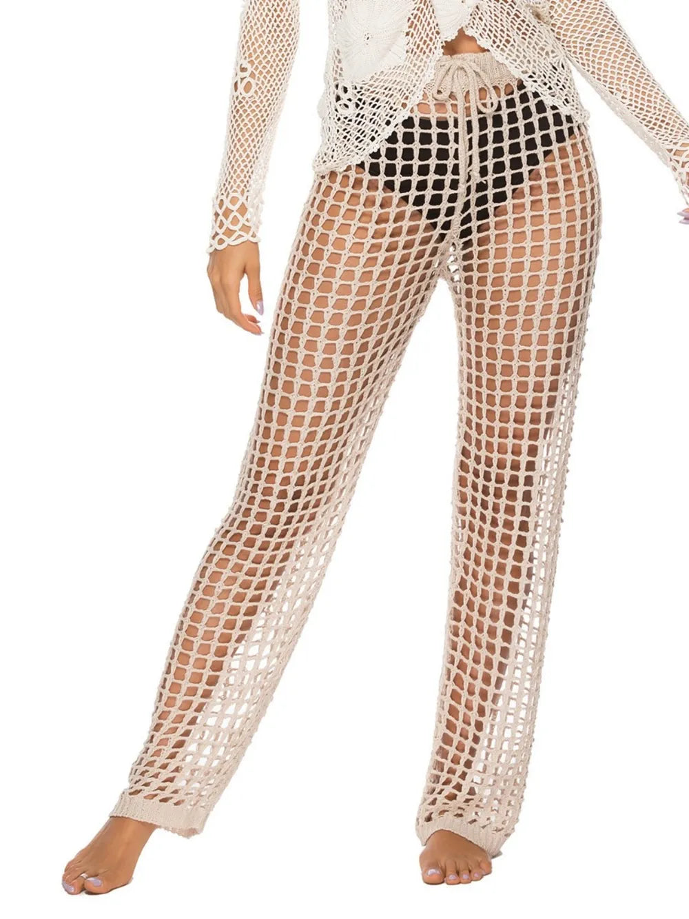 Cutout High Waist Swim Pants Khaki