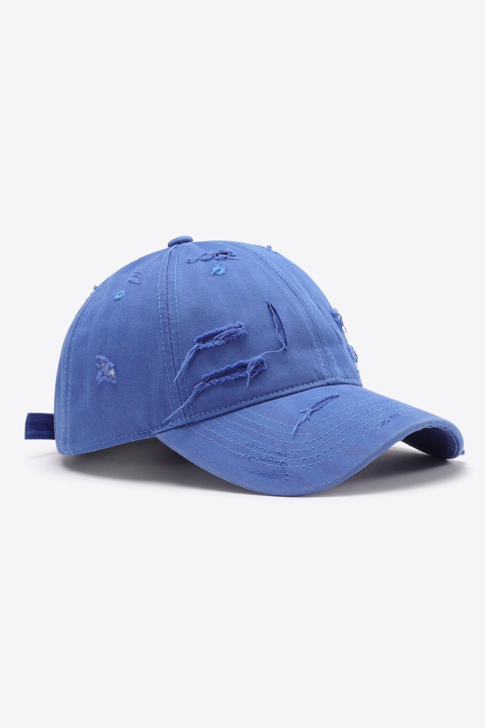 Distressed Adjustable Baseball Cap Cobalt Blue One Size