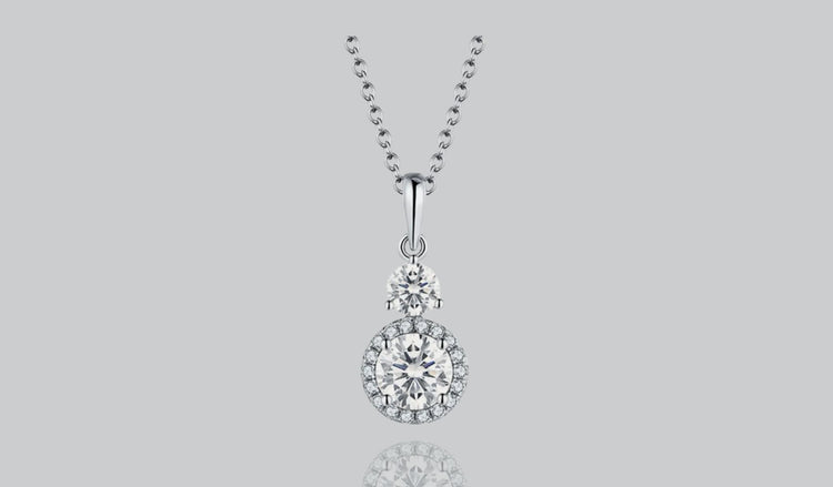 1 Carat Moissanite 925 Sterling Silver Pendant Necklace