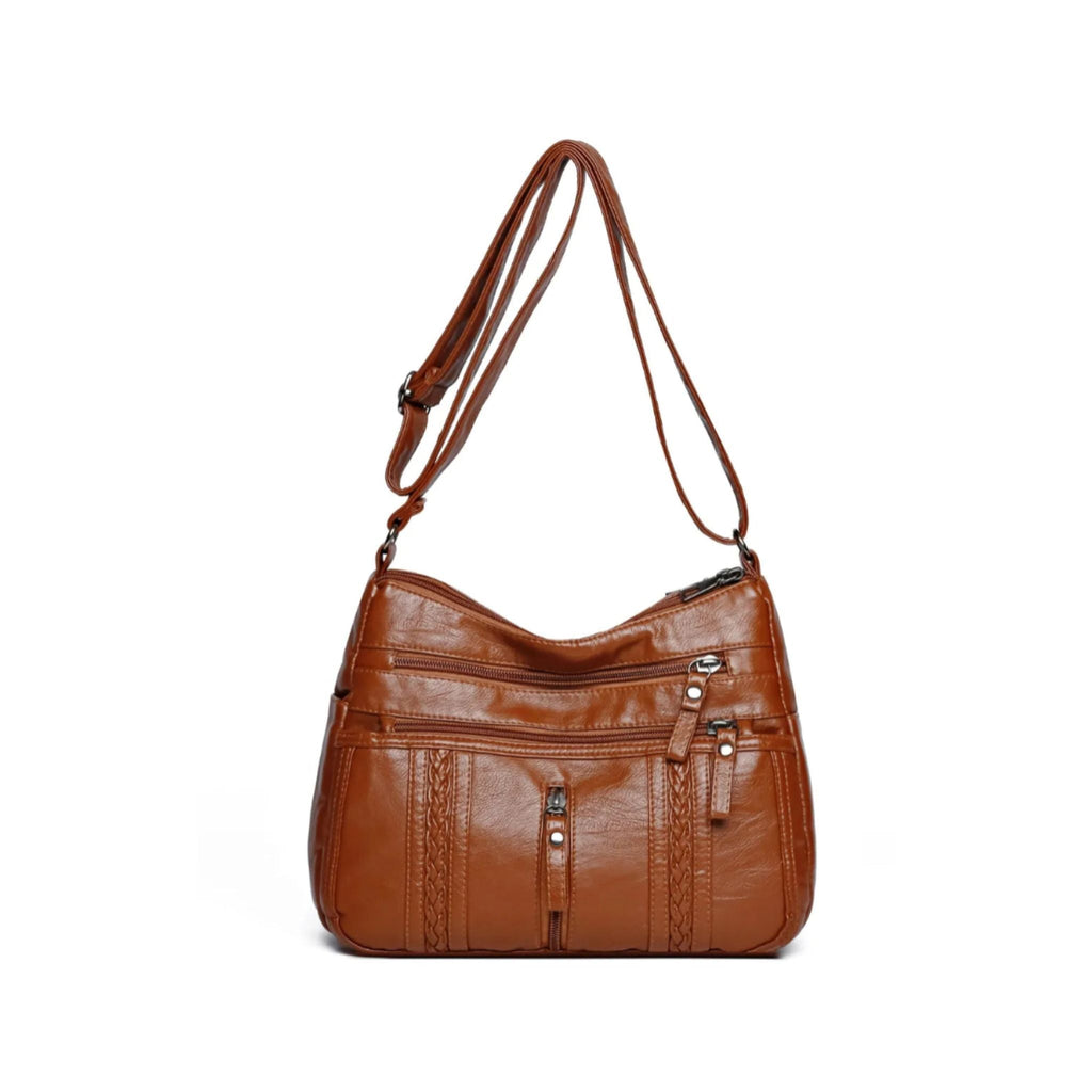Discover our bestseller | PU Leather Adjustable Strap Shoulder Bag Brown One Size | Donjane