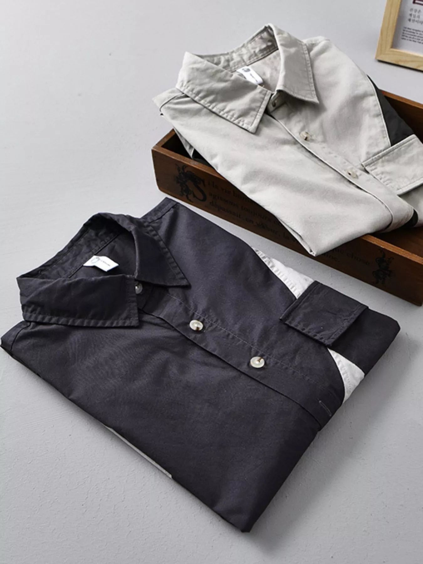 men's men's plus size casual color block short sleeve shirt - extra view