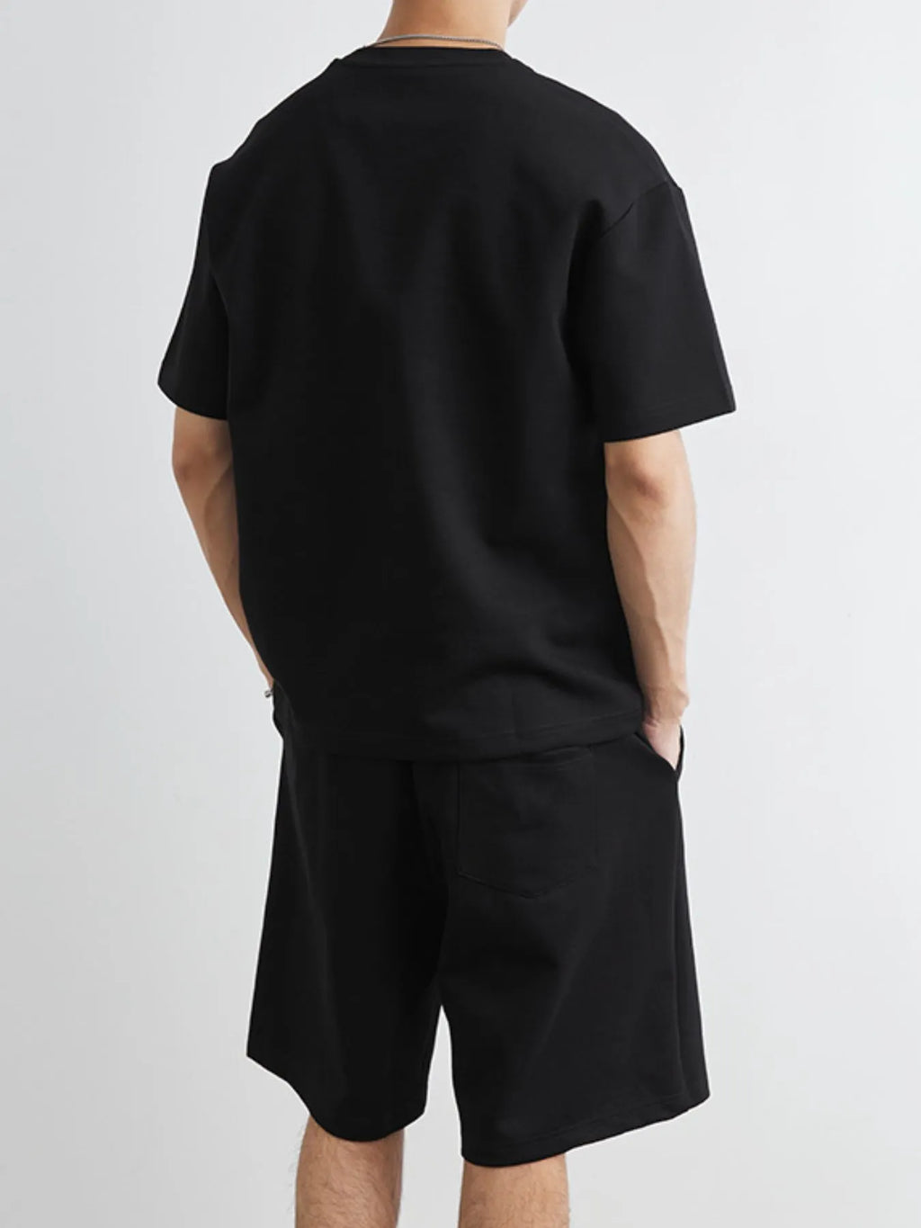 men's men's plus size round neck short sleeve top and shorts set - extra view