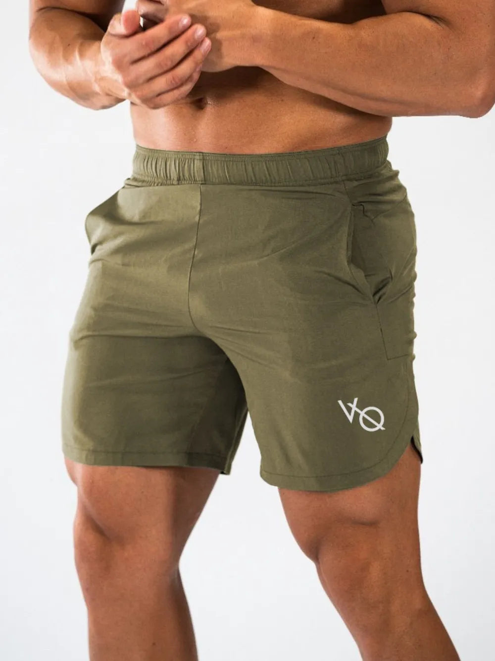 Men's Elastic Waist Active Shorts Army Green