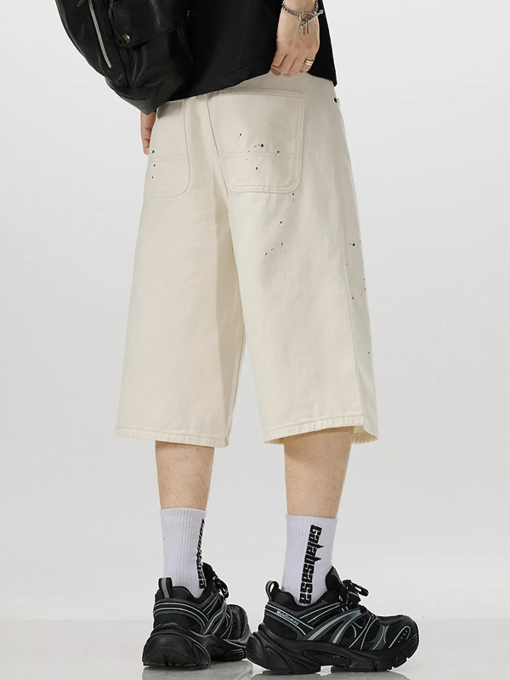 men's men's loose-fit splatter-paint denim capris - extra view