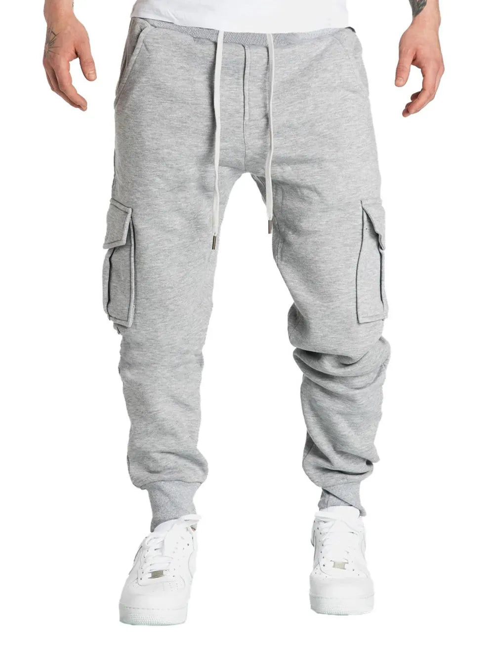 Men's Drawstring Pants with Pockets Gray