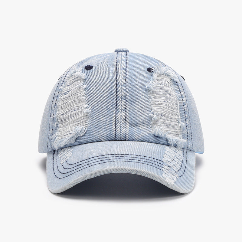 Distressed Cotton Baseball Cap Light One Size