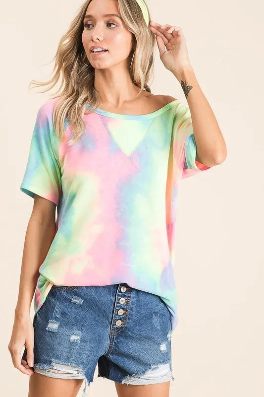 women's bibi tie dye french terry print top - additional image