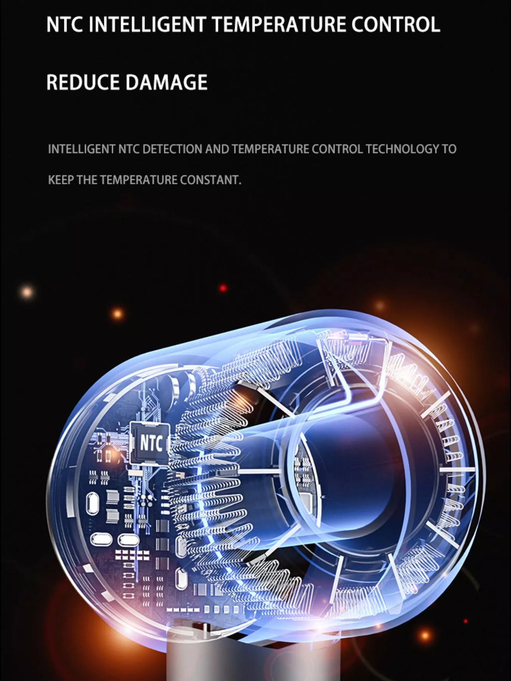 intelligent temperature control high-speed hair dryer - styling option