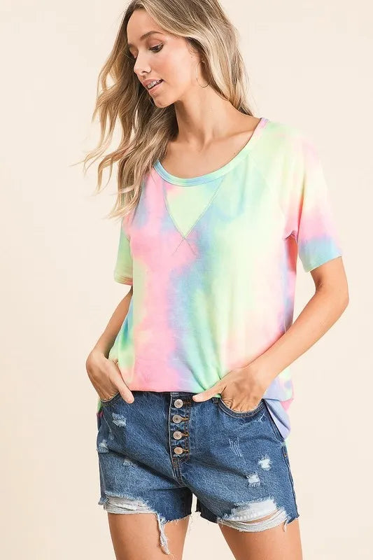 women's bibi tie dye french terry print top - additional image