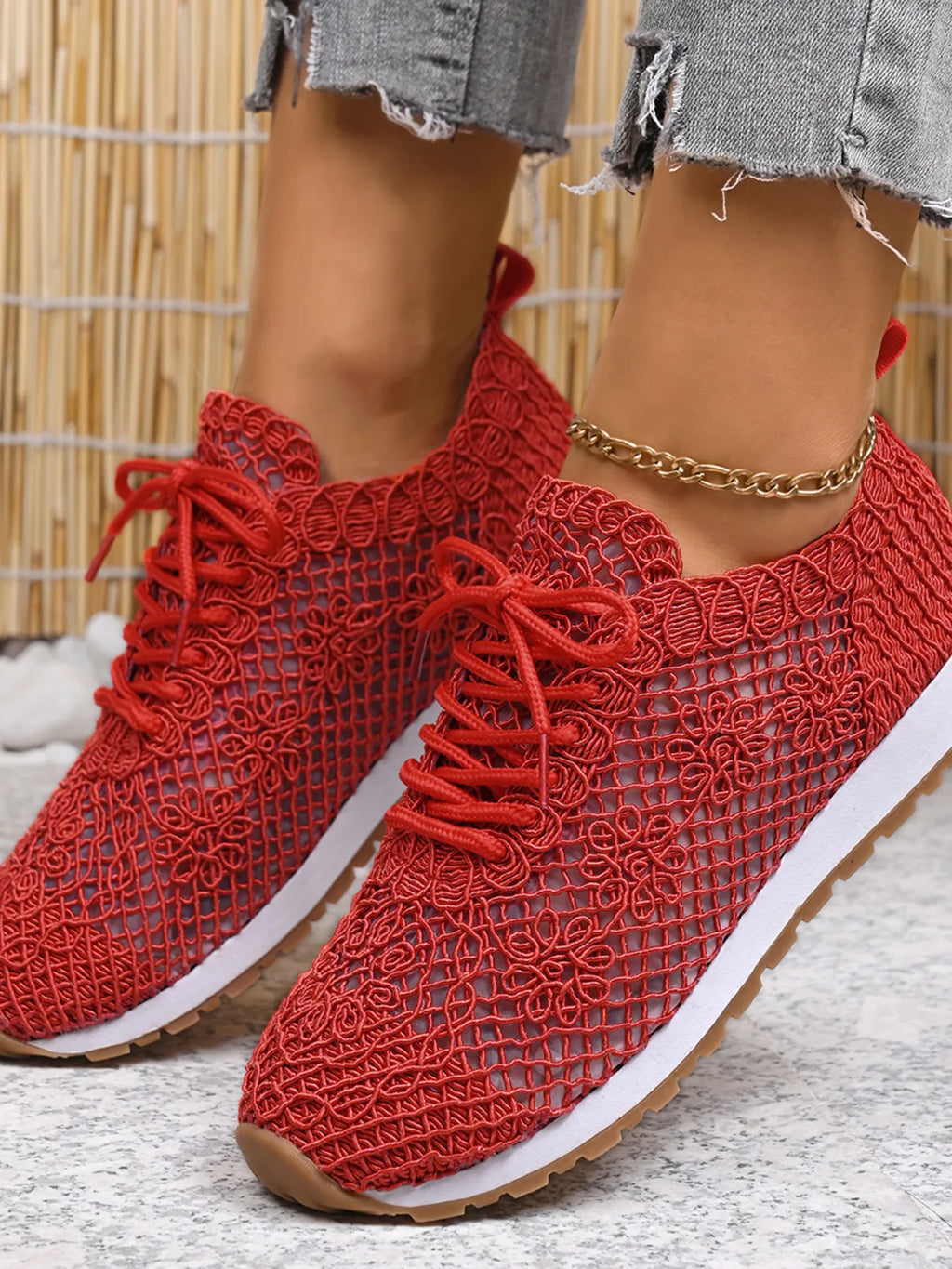 women's breathable mesh lace-up sneakers - additional image