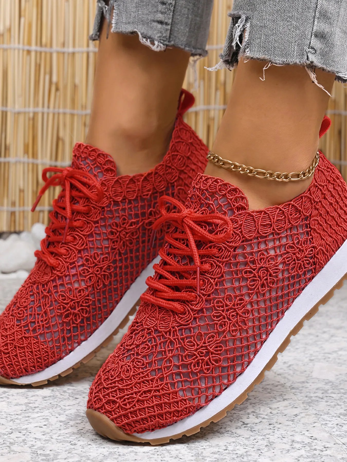 women's breathable mesh lace-up sneakers - additional image