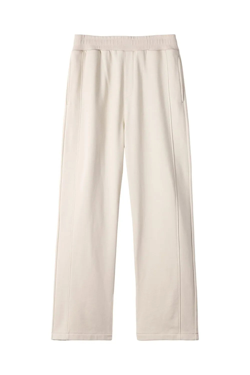 Men's Elastic Waist Pants with Pockets Beige