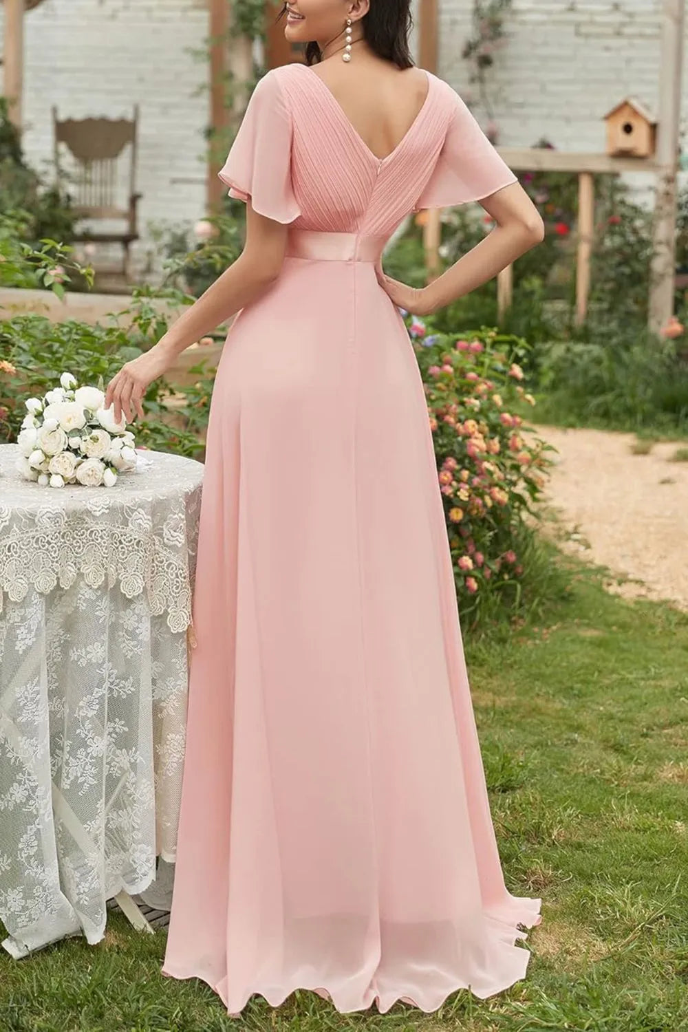 Surplice Flutter Sleeve Maxi Dress