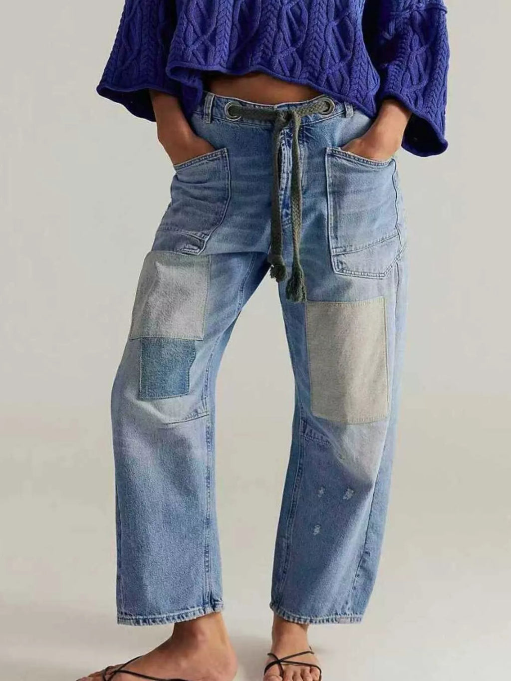 women's washed relaxed fit jeans - front view