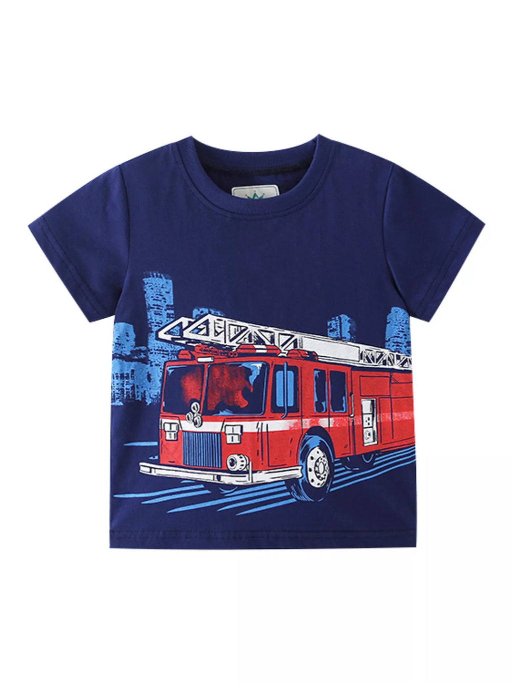 women's children's fire truck graphic short sleeve t-shirt - main product image