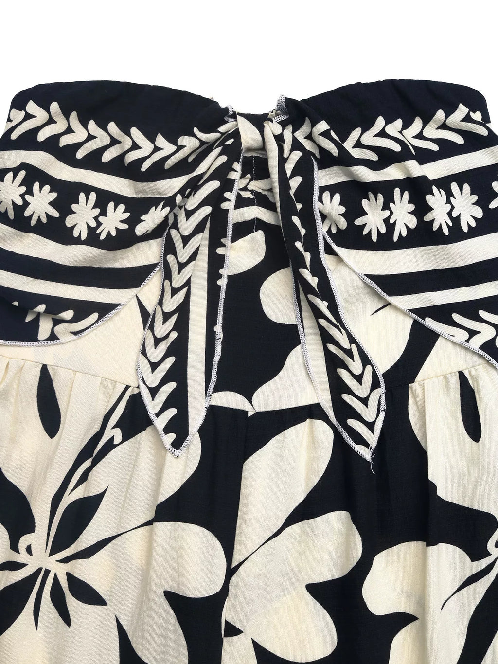 women's floral print strapless tie front wide leg jumpsuit - additional image