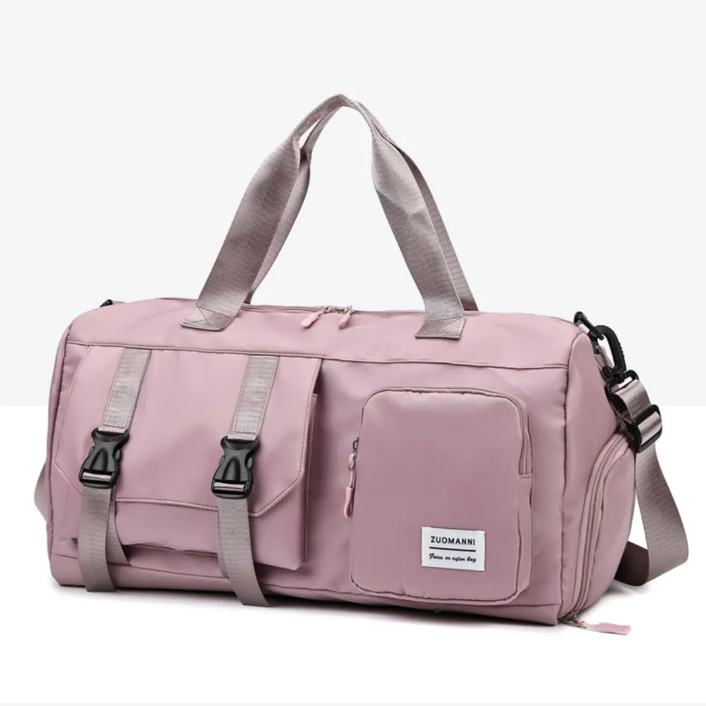 Oxford Cloth Multi-Pocket Travel Bag Dusty Pink One Size