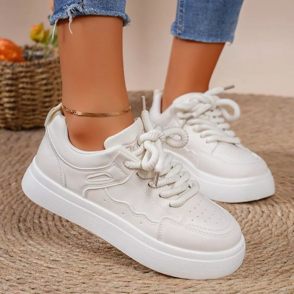 women's round toe platform sneakers - styling option