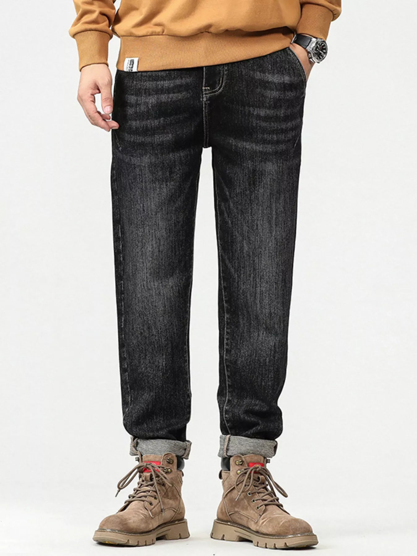 men's men's plus size vintage wash relaxed fit jeans - product showcase