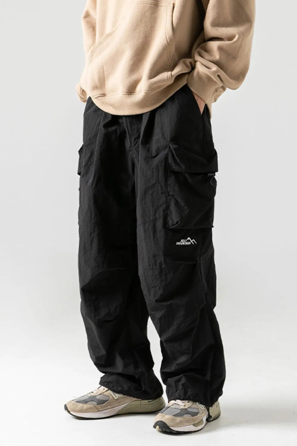 Men's Plus Size Elastic Waist Pants with Pockets Black