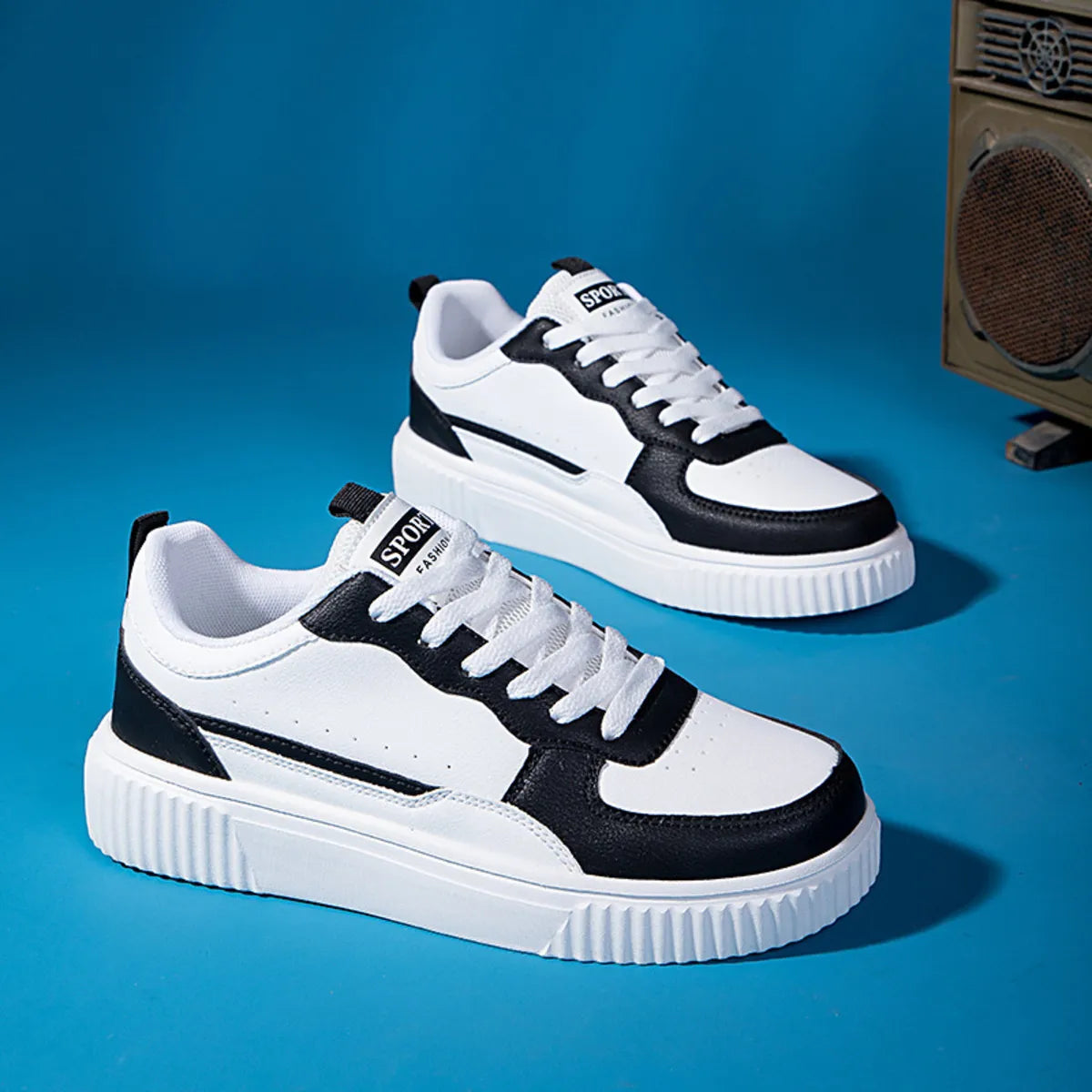 women's lace up contrast platform sneakers - additional angle