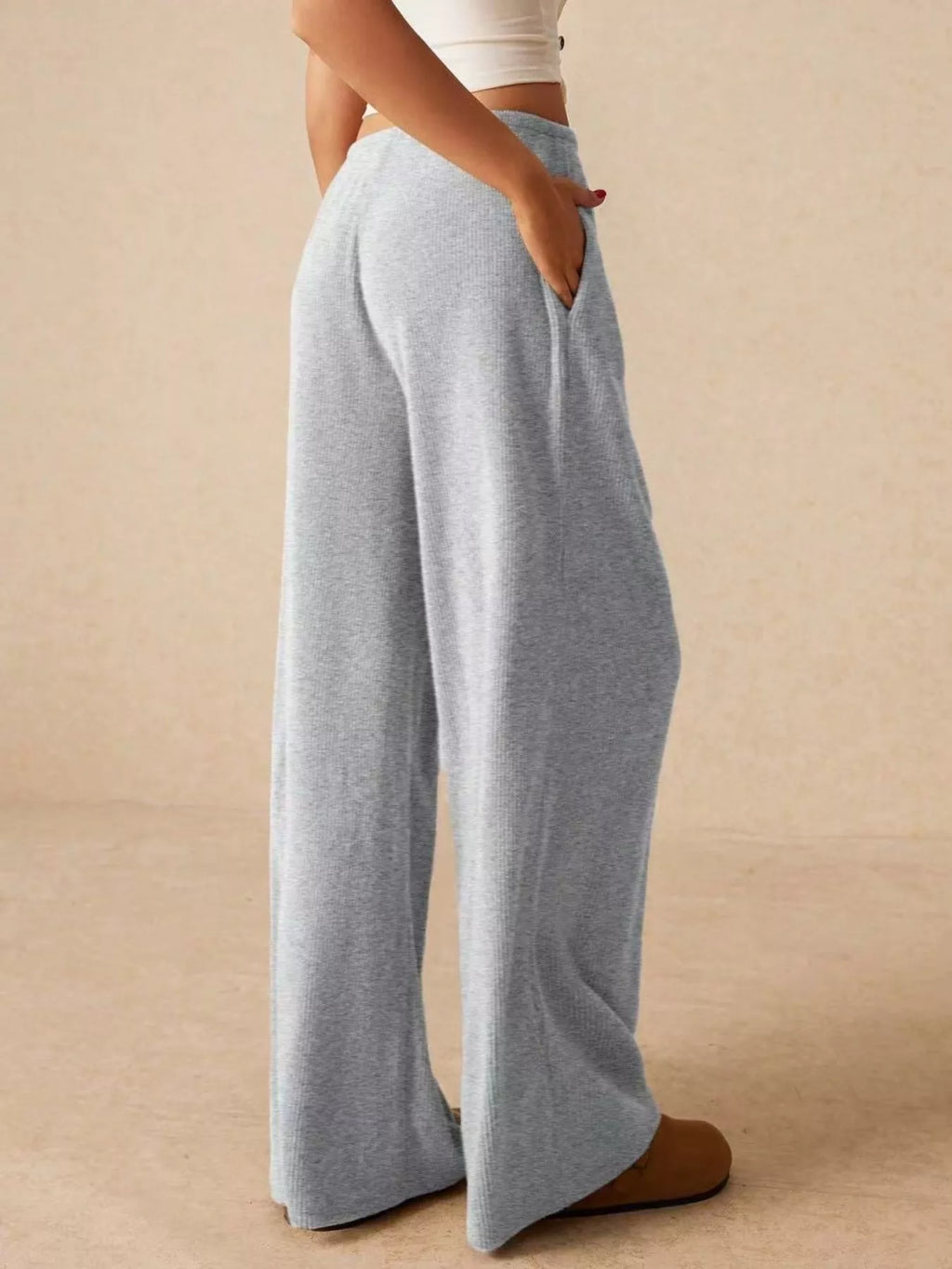 women's drawstring wide leg pants - additional image