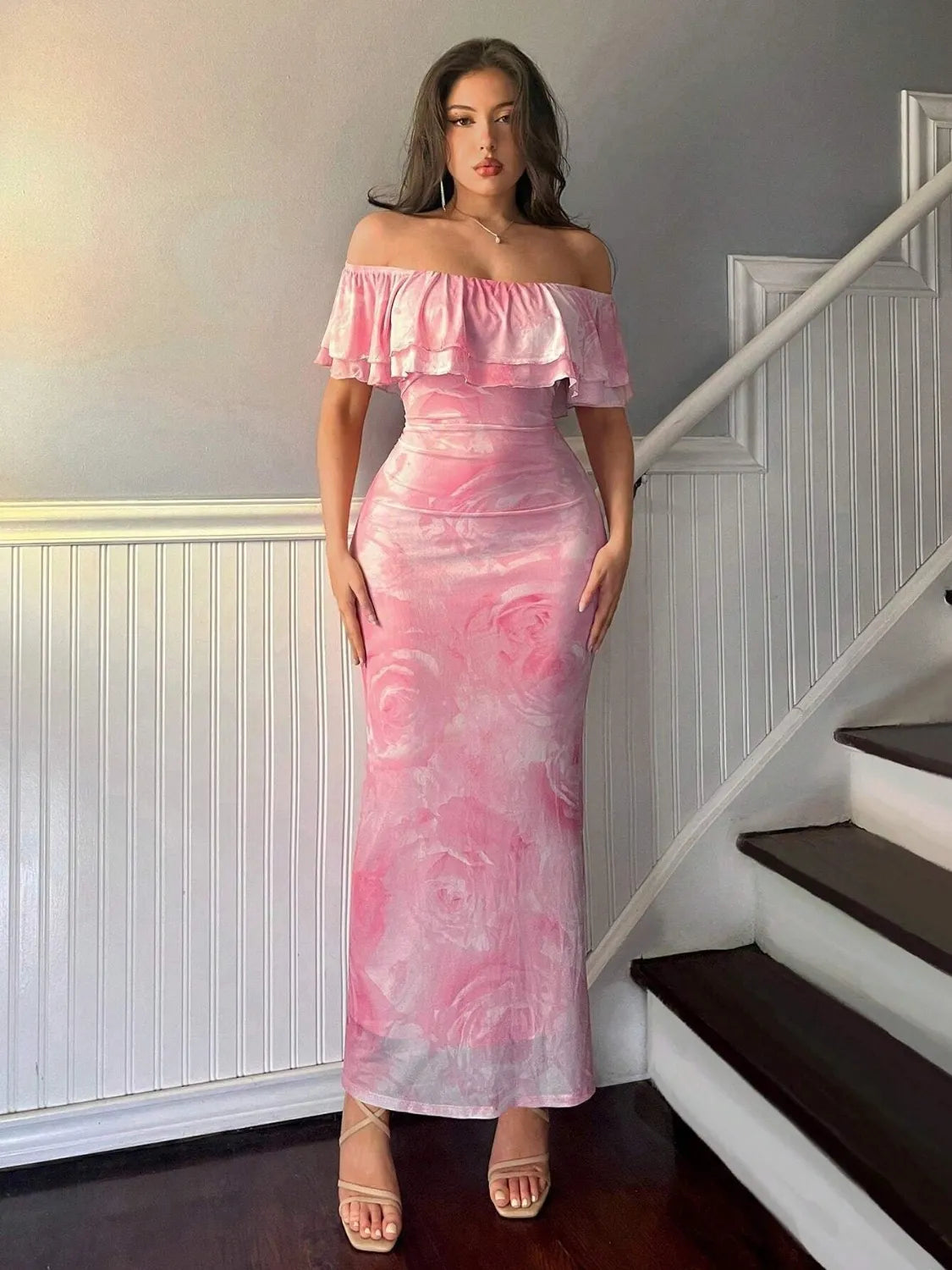 Layered Ruffled Off-Shoulder Dress