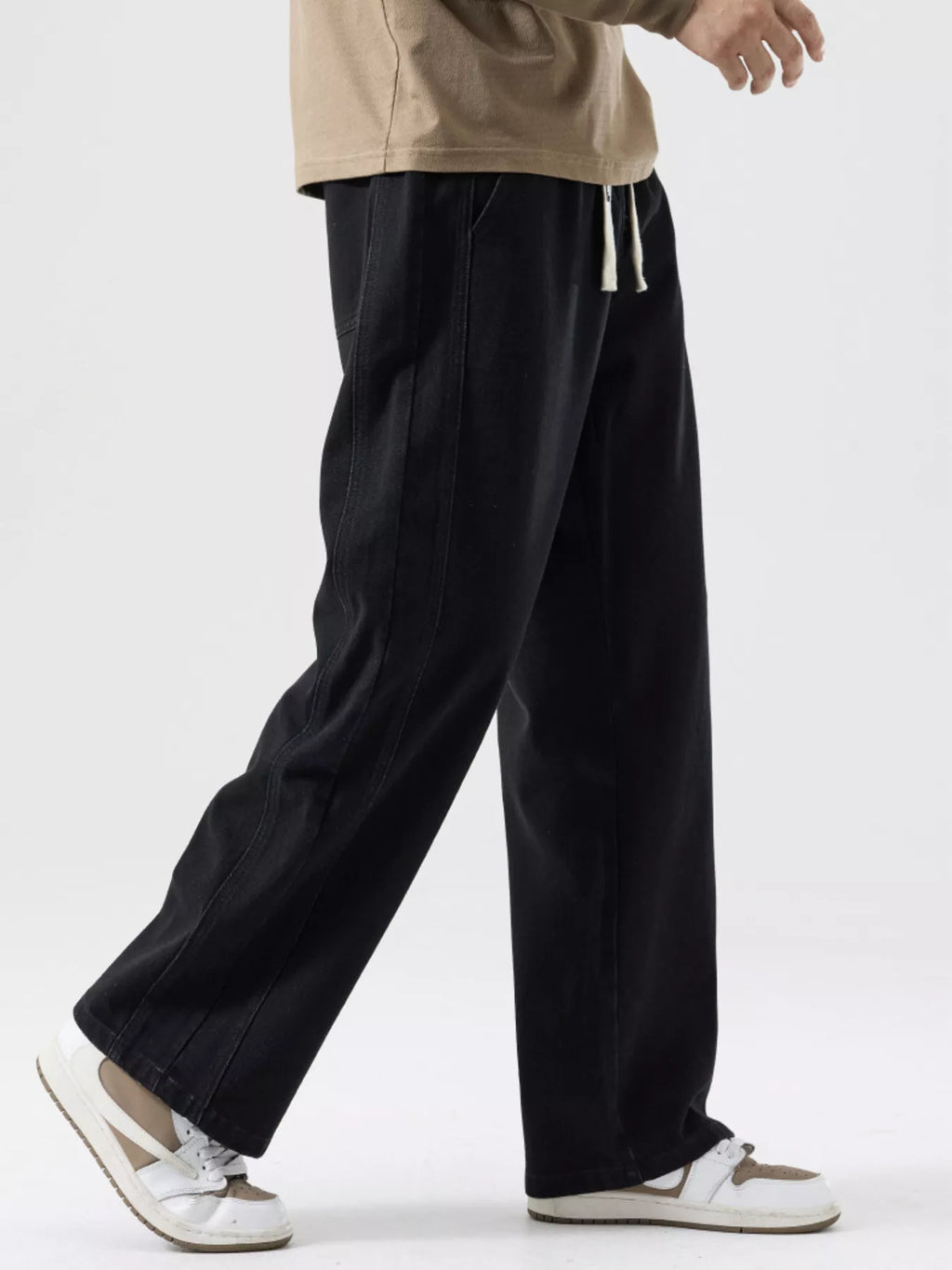 men's men's plus size casual drawstring wide-leg jeans - additional image