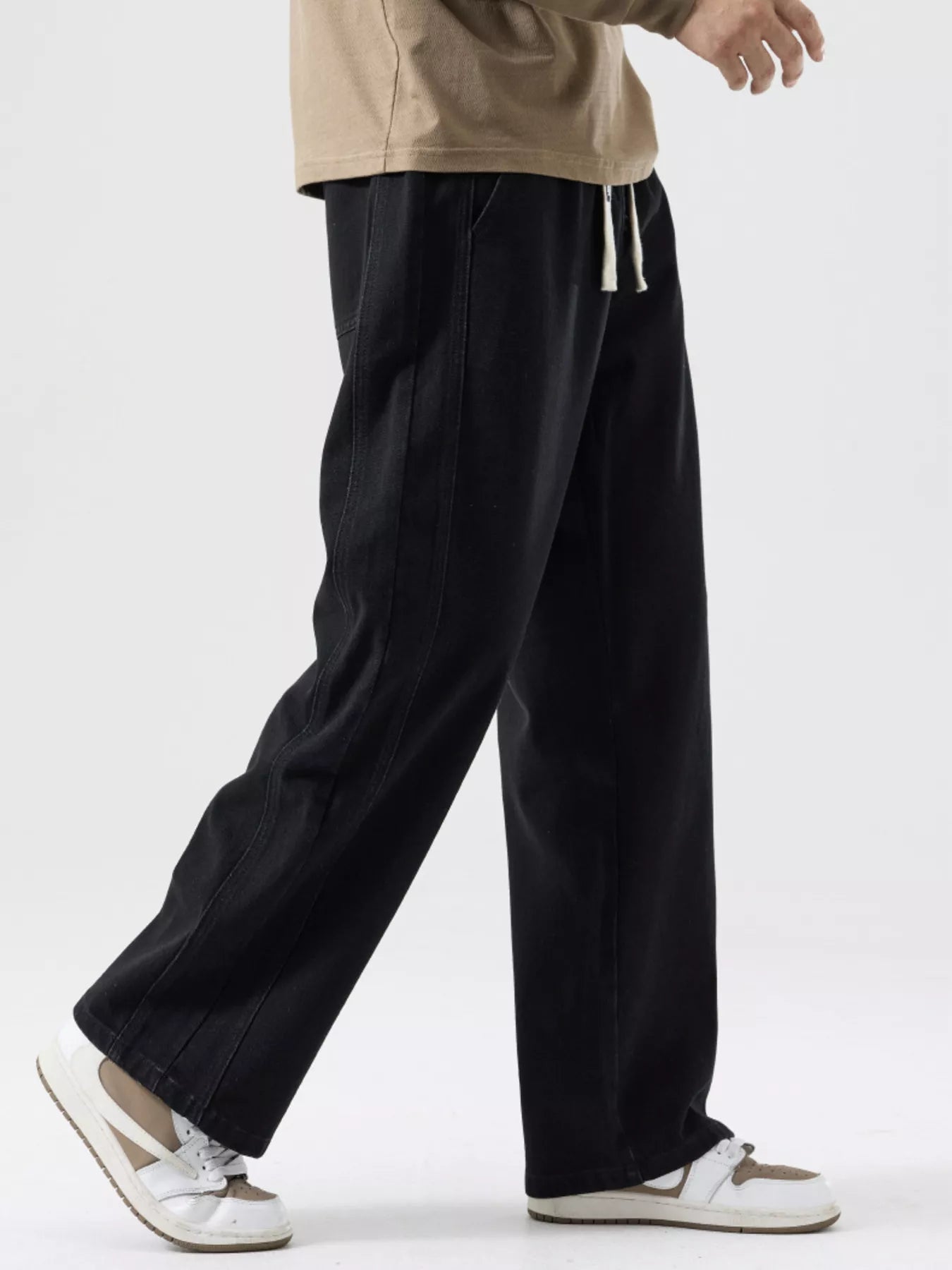 men's men's plus size casual drawstring wide-leg jeans - additional image