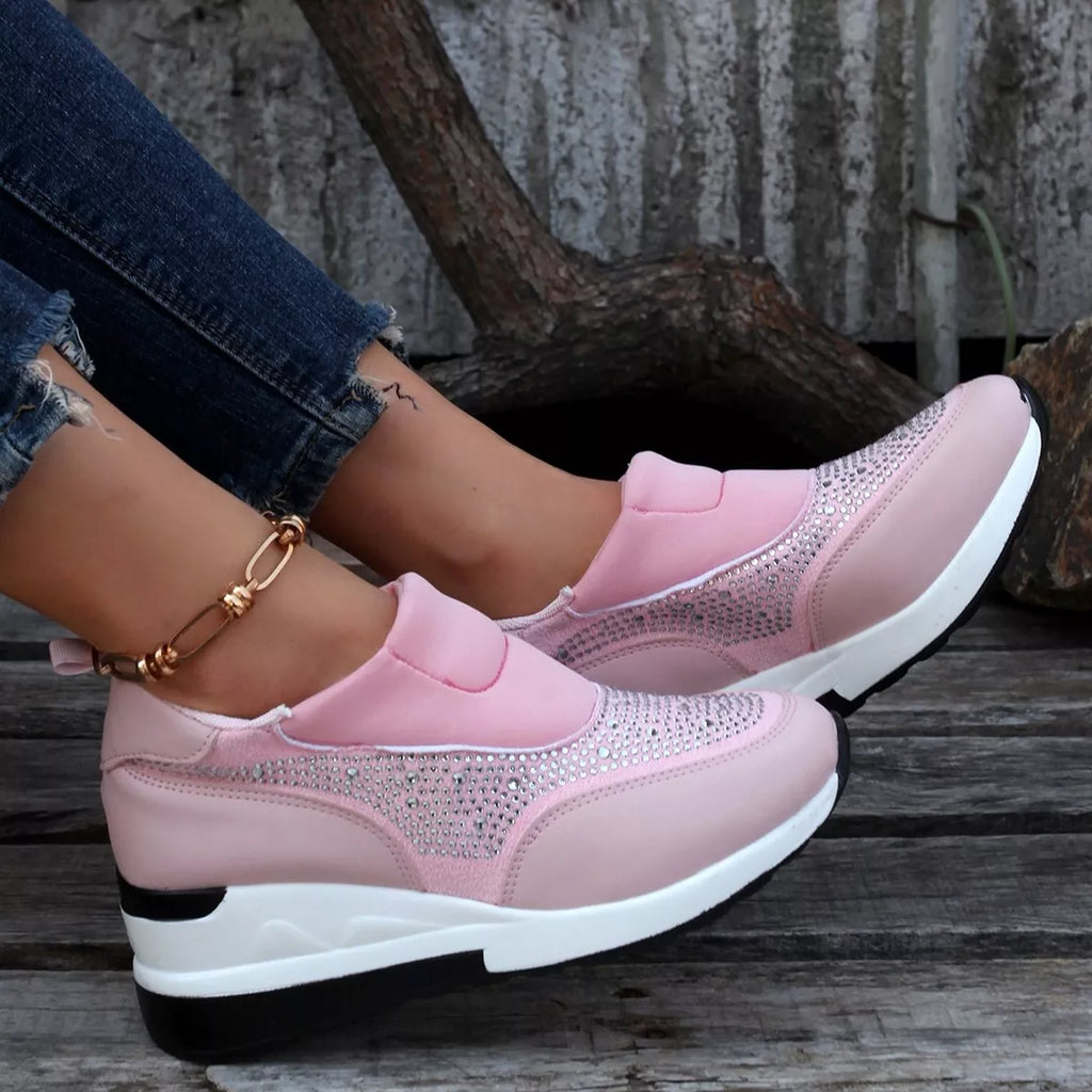women's rhinestone embellished wedge sneakers - additional image