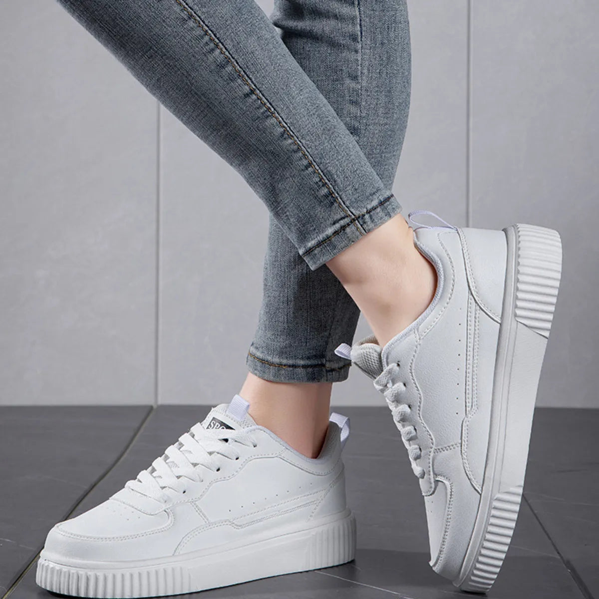 women's lace up contrast platform sneakers - product detail