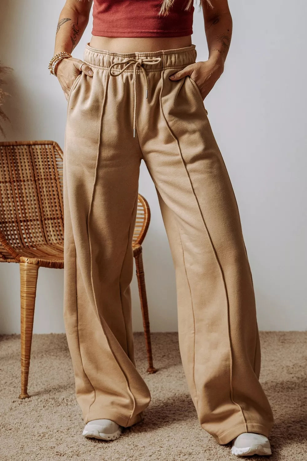 women's wide leg drawstring pants - product showcase