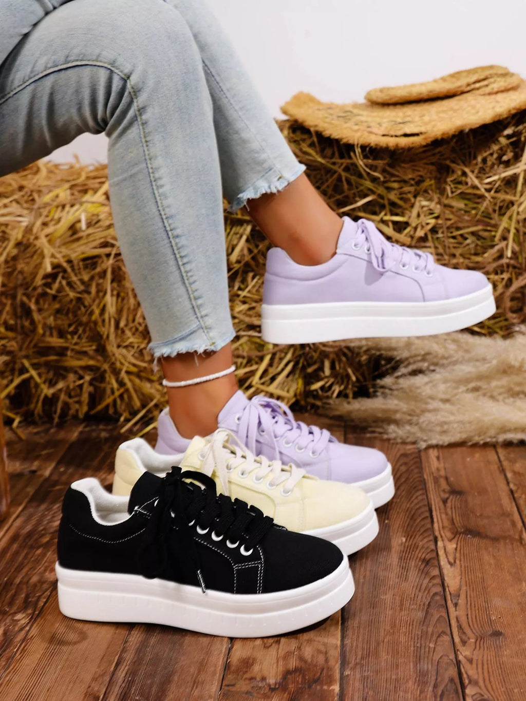 women's lace up platform sneakers - product showcase