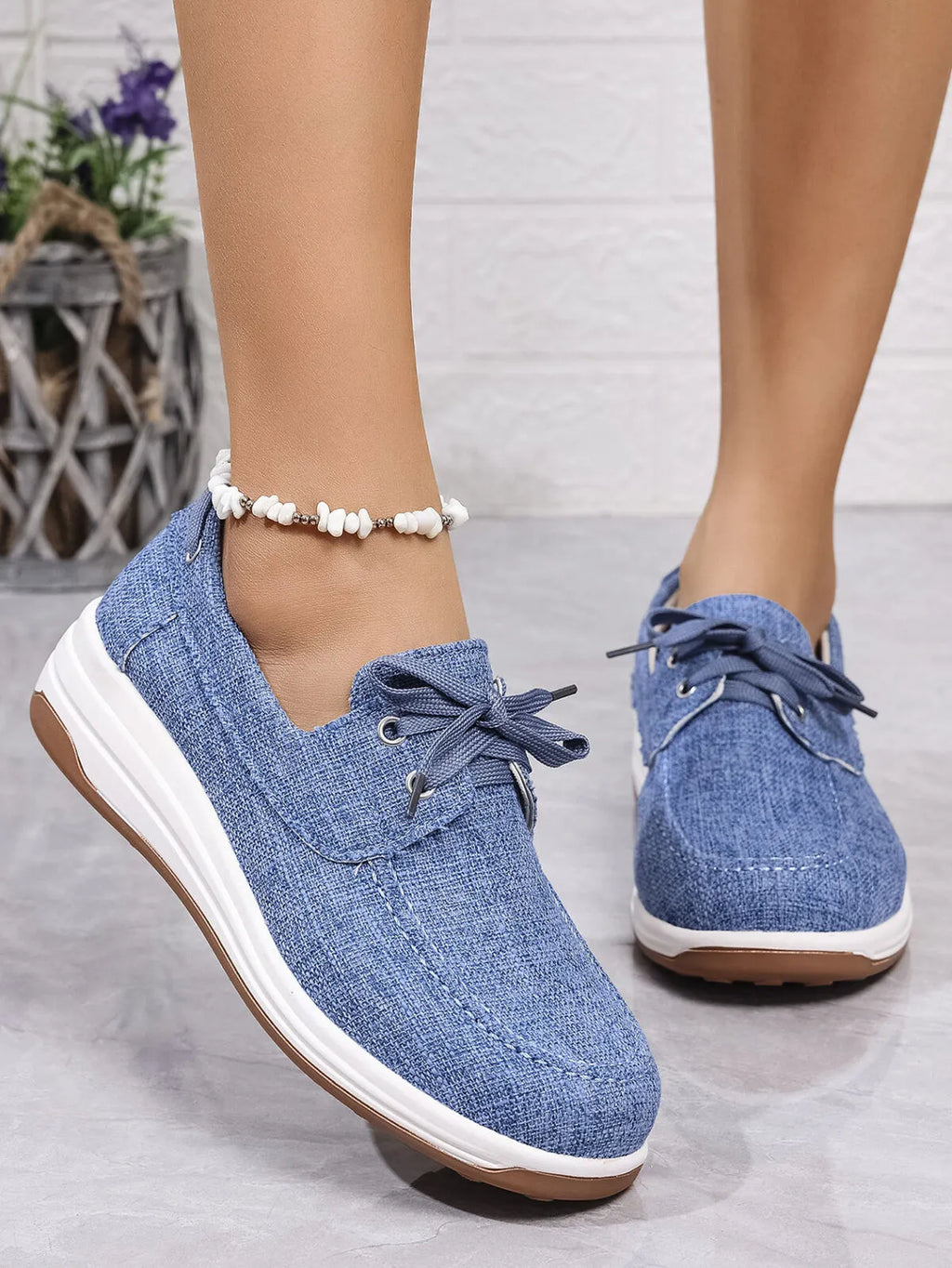 women's lace up wedge sneakers - styling option