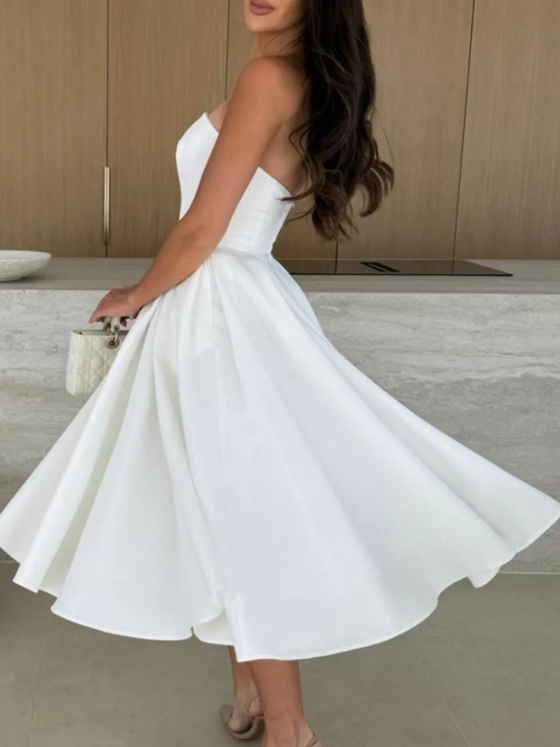 Solid Color Tube Midi Dress – Donjane