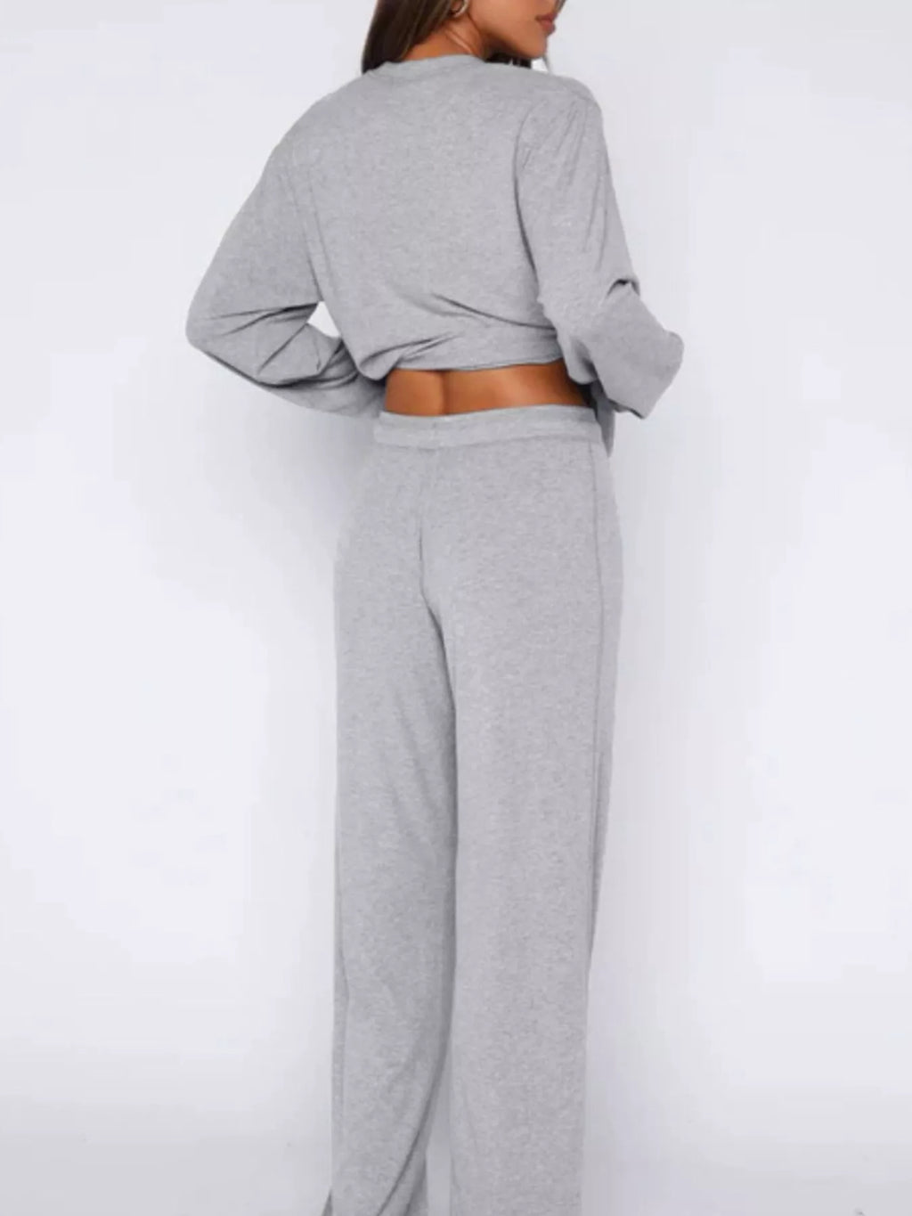 women's relaxed fit long sleeve top and pants set - product detail
