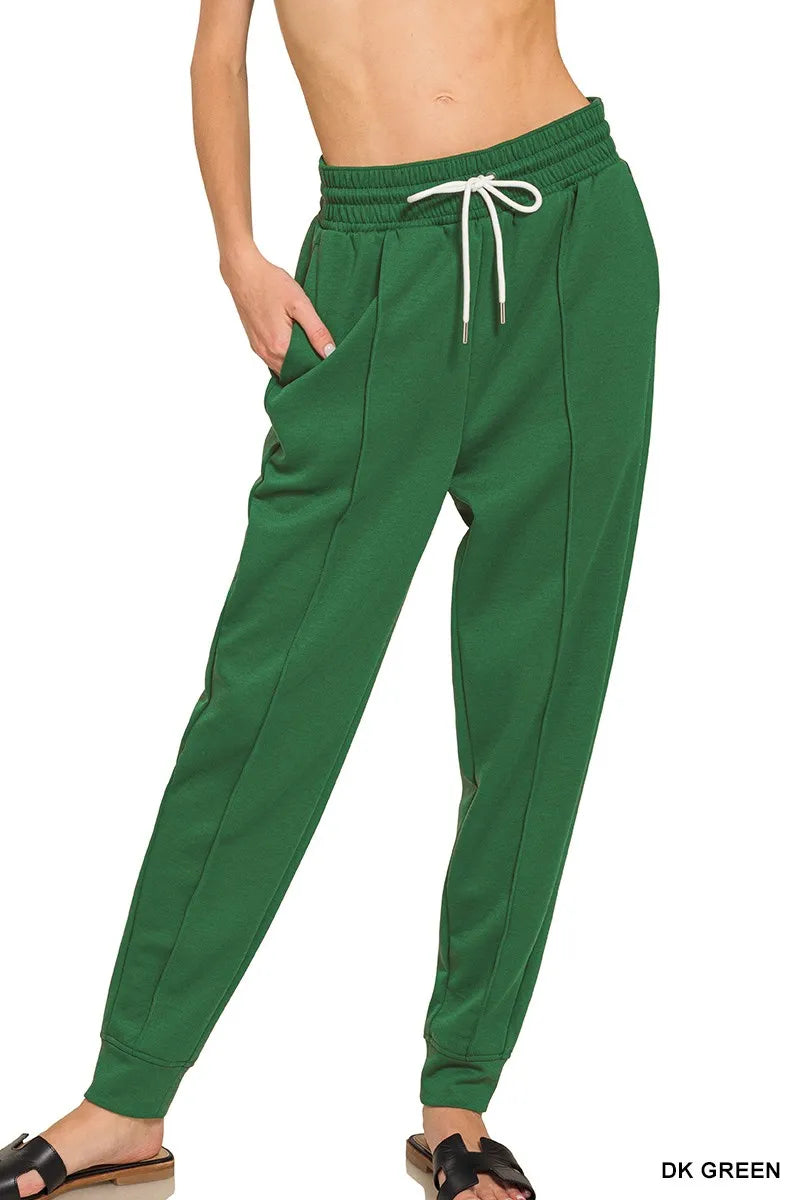 women's pants: zenana drawstring scuba sweatpants with pockets | don shown as women’s outerwear