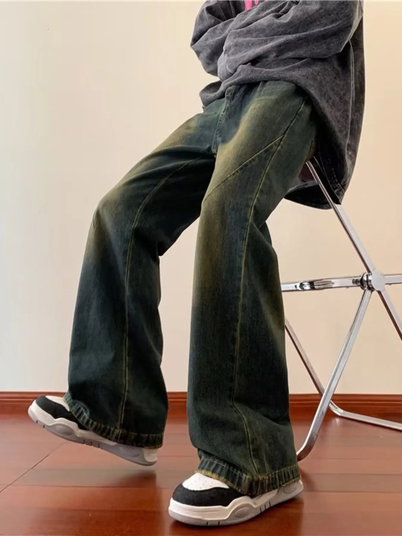 men's men's full size vintage wash wide leg jeans plus size - product detail