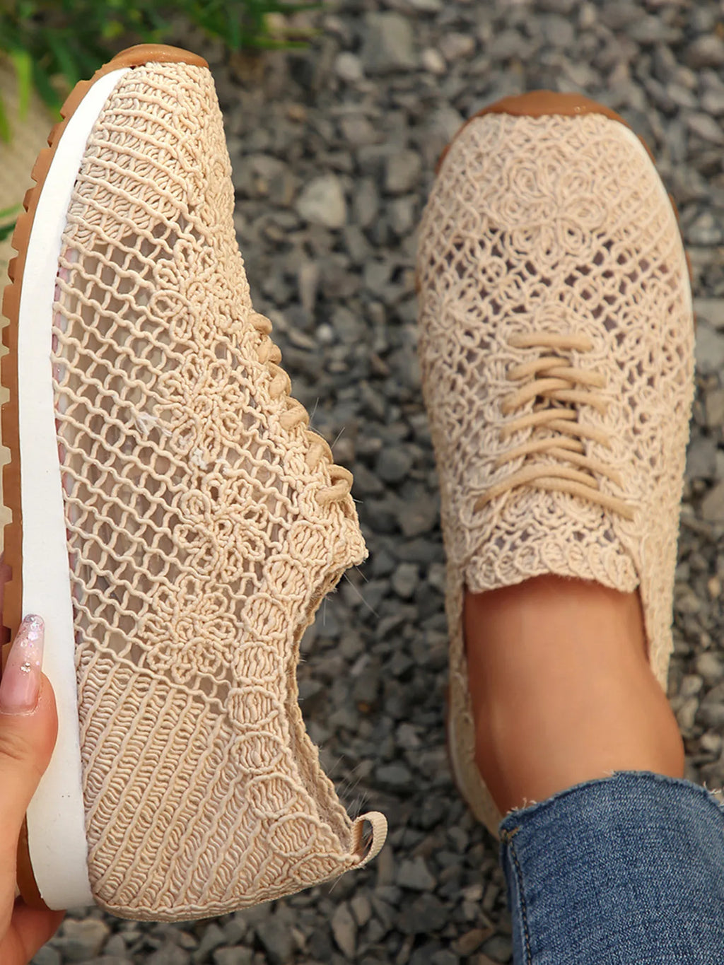 women's breathable mesh lace-up sneakers - second view