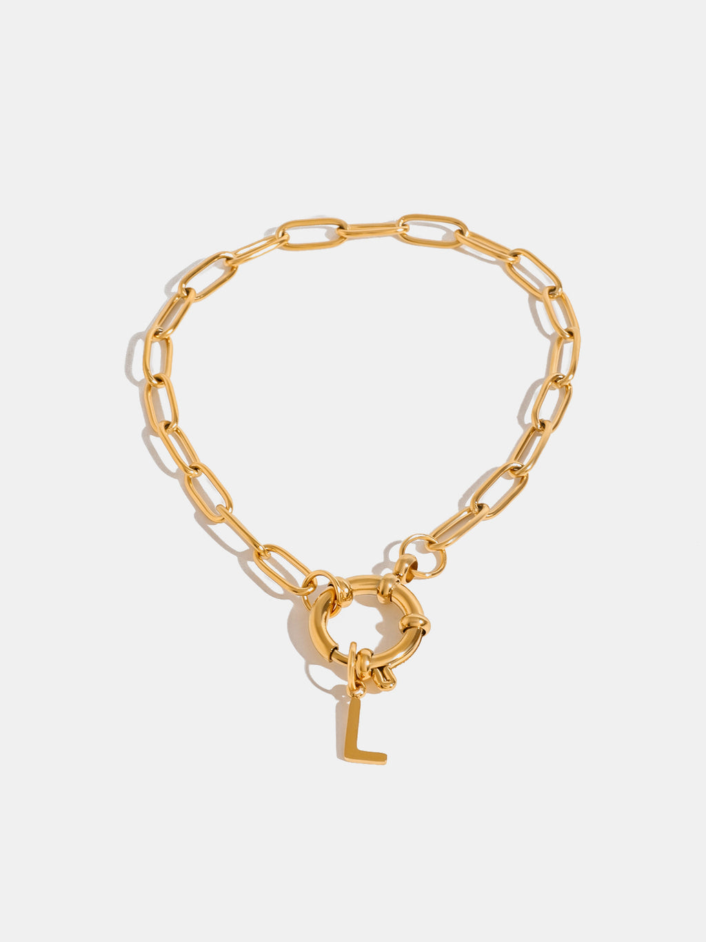 18k gold-plated stainless steel letter l bracelet — activewear view
