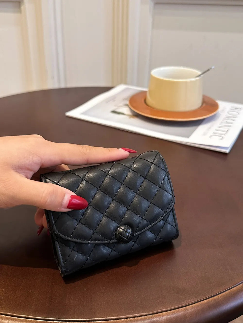 PU Leather Solid Color Wallet Black One Size