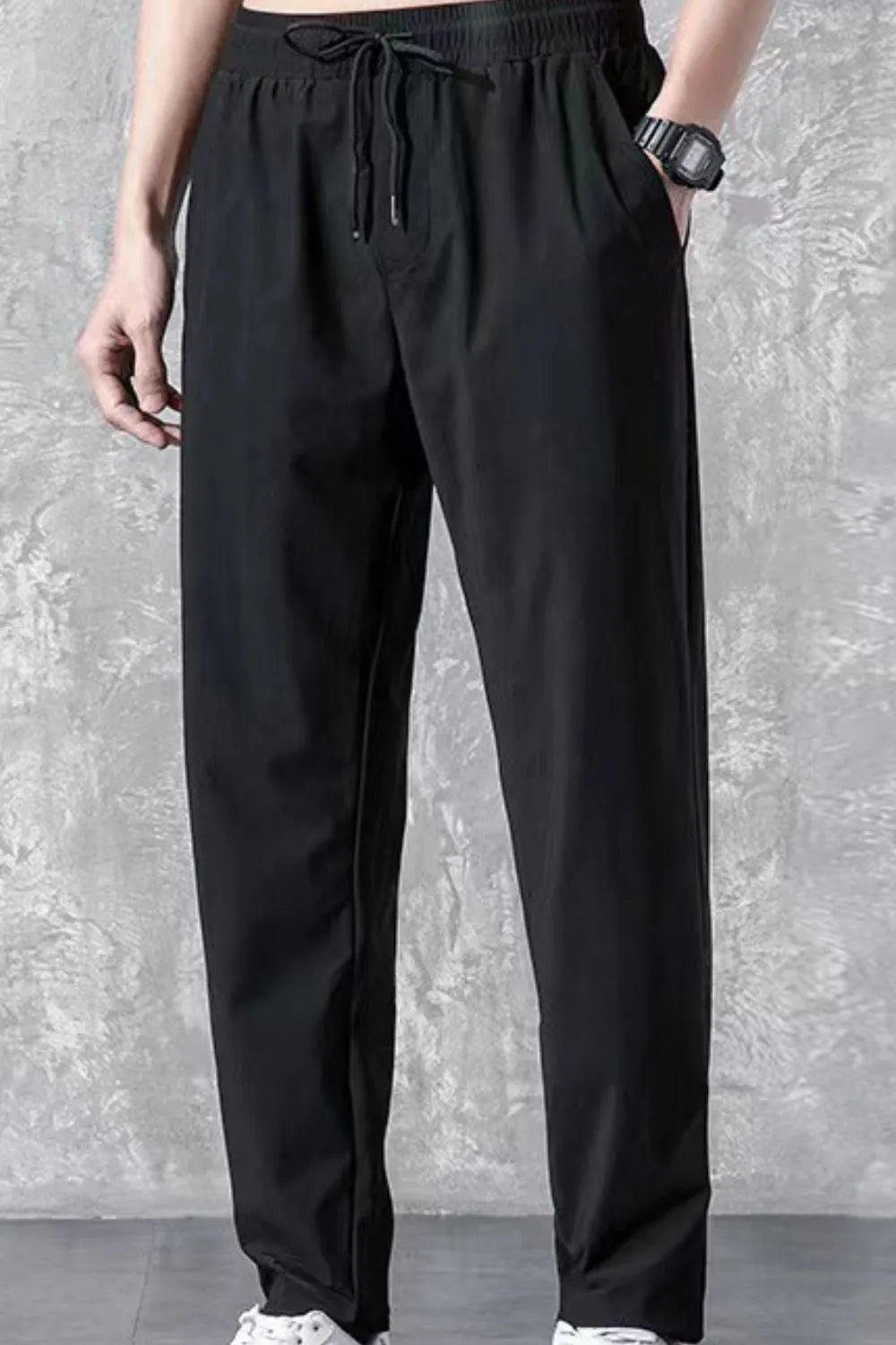 men’s apparel — men's plus size drawstring pants with pockets
